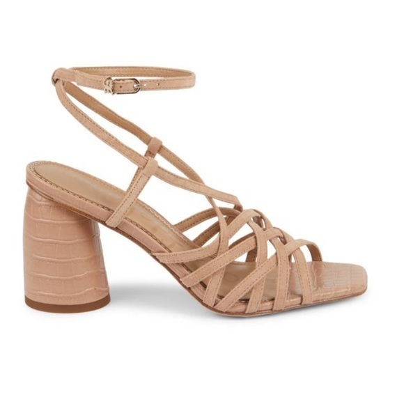 Sam Edelman Shoes - SAM‎ EDELMAN Women’s Daffodil Ankle-Wrap Suede & Croc-Embossed Heel Sandals 8.5M